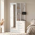 Nevada Mirrored Open Shelf Wardrobe - White Gloss