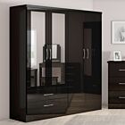 Nevada 4 Door 2 Drawer Wardrobe - Black Gloss