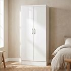 Nevada 2 Door All Hanging Wardrobe - White Gloss