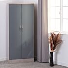 Nevada 2 Door All Hanging Wardrobe - Grey Gloss/Light Oak Effect Veneer