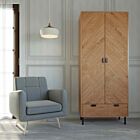 Leon 2 Door 1 Drawer Wardrobe - Medium Oak Effect
