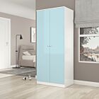 Denver 2 Door Wardrobe - White/Blue Gloss