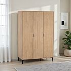 Miami 3 Door Wardrobe - Oak Effect/Black