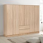 Malvern 6 Door 2 Drawer Wardrobe - Sonoma Oak Effect