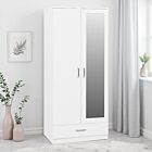 Dakota 2 Door 1 Drawer Mirrored Wardrobe - White