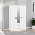 Dakota 3 Door 2 Drawer Mirrored Wardrobe - White