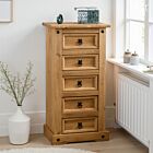 Corona 5 Drawer Narrow Chest - Distressed Waxed Pine