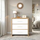 Seville 3 Drawer Chest - White Gloss/Light Oak Effect Veneer
