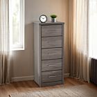 Lisbon 5 Drawer Narrow Chest - Black Wood Grain