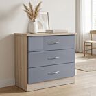 Nevada 3 Drawer Chest - Grey Gloss/Light Oak Effect Veneer
