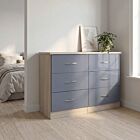 Nevada 6 Drawer Chest - Grey Gloss/Light Oak Effect Veneer