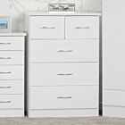 Nevada 3+2 Drawer Chest - White Gloss