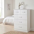 Nevada 3+2 Drawer Chest - White Gloss