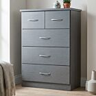 Nevada 3+2 Drawer Chest - 3D Effect Grey