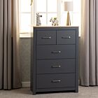 Portland 3+2 Drawer Chest - Grey/Oak Effect