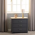 Portland 3 Drawer Chest - Grey/Oak Effect
