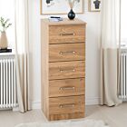 Dakota 5 Drawer Narrow Chest - Oak Effect