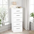 Dakota 5 Drawer Narrow Chest - White