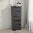 Malvern 5 Drawer Narrow Chest - Grey