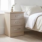 Nevada 3 Drawer Bedside - Oyster Gloss/Light Oak Effect Veneer