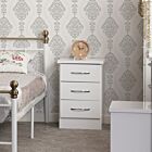 Nevada 3 Drawer Bedside - White Gloss