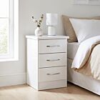 Nevada 3 Drawer Bedside - White Gloss
