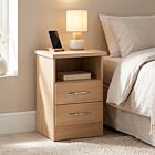 Nevada 2 Drawer Bedside - Sonoma Oak Effect