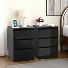 Malvern 3 Drawer Bedside X2 - Black