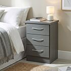 Nevada 3 Drawer Bedside - 3D Effect Grey