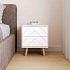 Dixie 2 Drawer Bedside - Dusty Grey/White