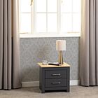 Portland 2 Drawer Bedside - Grey/Oak Effect