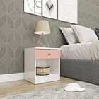 Denver 1 Drawer Bedside - White/Pink Gloss