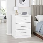Dakota 3 Drawer Bedside - White