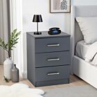 Dakota 3 Drawer Bedside - Dark Grey