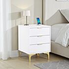 Miami 3 Drawer Bedside - White/Gold