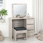 Malvern 3 Drawer Dressing Table Set - Urban Snow/Steel Fabric