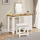 Windsor 3 Drawer Dressing Table Set - Ivory/Oak/Oat Fabric