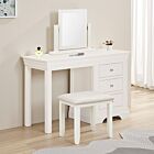 Bordeaux 3 Drawer Dressing Table Set - Ivory/Oat Fabric