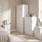 Nevada 2 Door 1 Drawer Wardrobe Bedroom Set - White Gloss