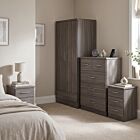 Nevada 2 Door 1 Drawer Wardrobe Bedroom Set - Black Wood Grain
