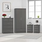 Nevada 2 Door 1 Drawer Wardrobe Bedroom Set - 3D Effect Grey