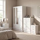 Nevada 3 Door 2 Drawer Wardrobe Bedroom Set - White Gloss