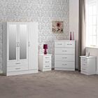 Nevada 3 Door 2 Drawer Wardrobe Bedroom Set - White Gloss