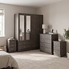 Nevada 4 Door 2 Drawer Wardrobe Bedroom Set - Black Wood Grain