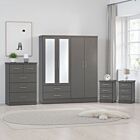 Nevada 4 Door 2 Drawer Wardrobe Bedroom Set - 3D Effect Grey