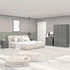 Denver 3 Door Wardrobe Bedroom Set - Grey Gloss