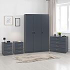 Dakota 3 Door Wardrobe Bedroom Set - Dark Grey