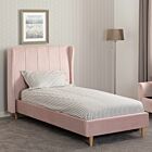 Amelia 3' Bed - Pink Velvet Fabric