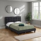 Arran 4'6" Bed - Black Faux Leather