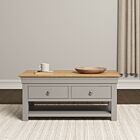 Bordeaux 2 Drawer Coffee Table - Pebble Grey/Oak